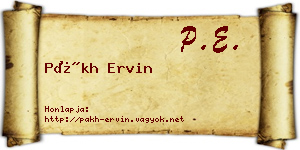 Pákh Ervin névjegykártya